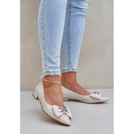 Laura Messi Pompe de femei elegante din piele cu un arc Beige Laurea Messi 2893 bej 1