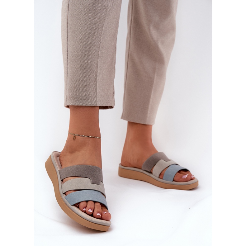 Papuci confortabili pentru femei-albastru-albastru-albastru bej 2