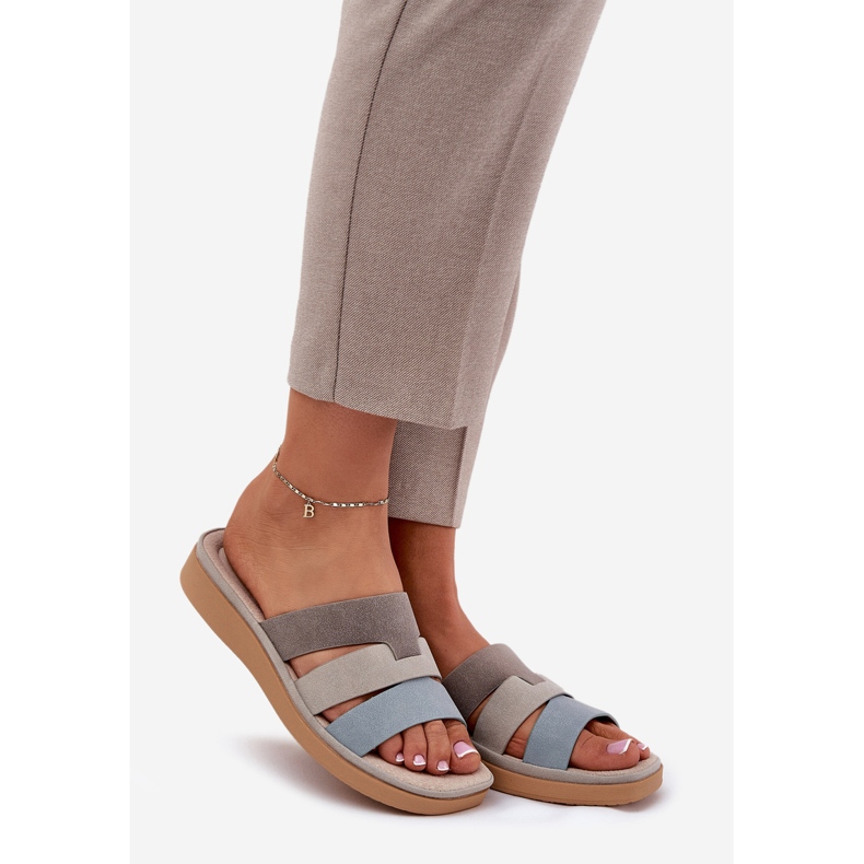 Papuci confortabili pentru femei-albastru-albastru-albastru bej 1