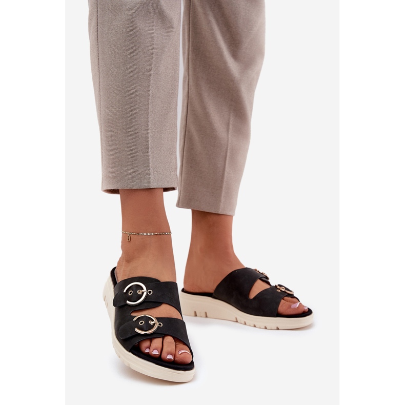 Panouri ușoare pentru femei cu catarame negre negru 1