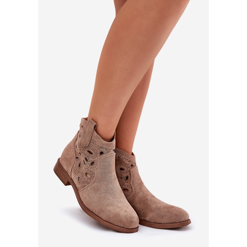 Cizme deschise pentru femei cu fermoar bej S.Barski Hy42-081 1 Cizme deschise pentru femei cu fermoar bej S.Barski Hy42-081 1