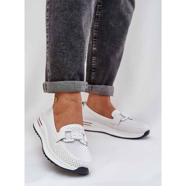 S.Barski Plăcile din piele pentru femei pe platforma S. Barski LR51-556 Alb 2