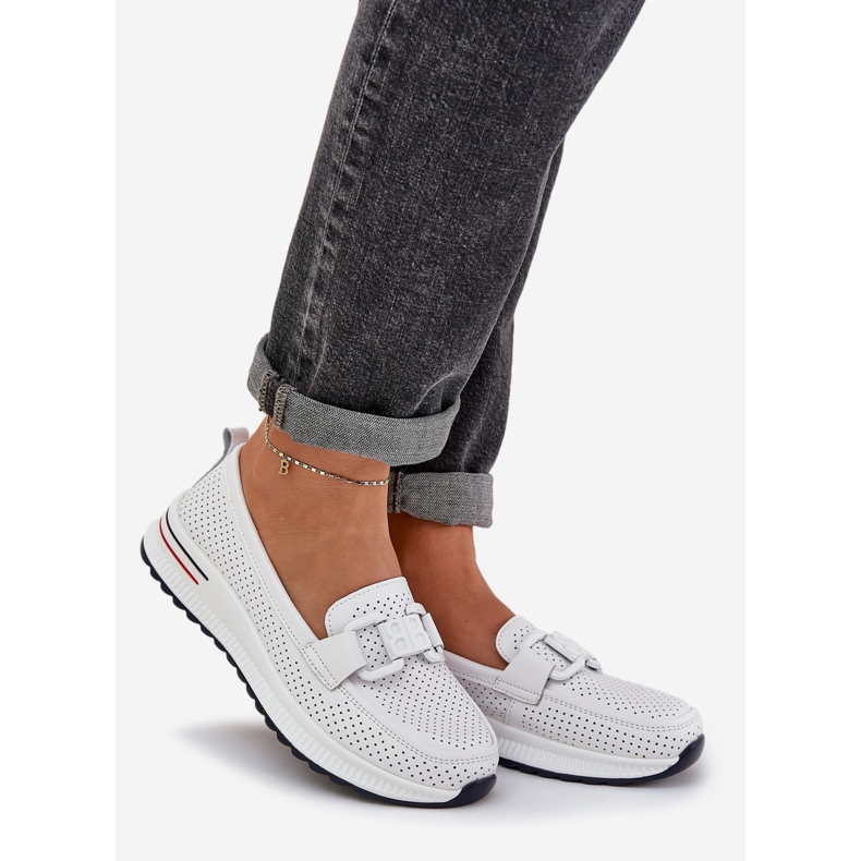 S.Barski Plăcile din piele pentru femei pe platforma S. Barski LR51-556 Alb 1