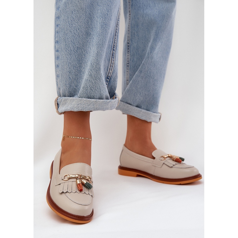 S.Barski Piele elegante cu toc plat S. Barski LR51-768 bej 2 S.Barski Piele elegante cu toc plat S. Barski LR51-768 bej 2