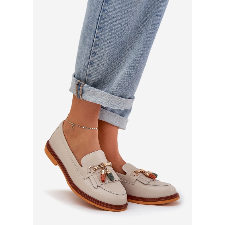 S.Barski Piele elegante cu toc plat S. Barski LR51-768 bej 1 S.Barski Piele elegante cu toc plat S. Barski LR51-768 bej 1