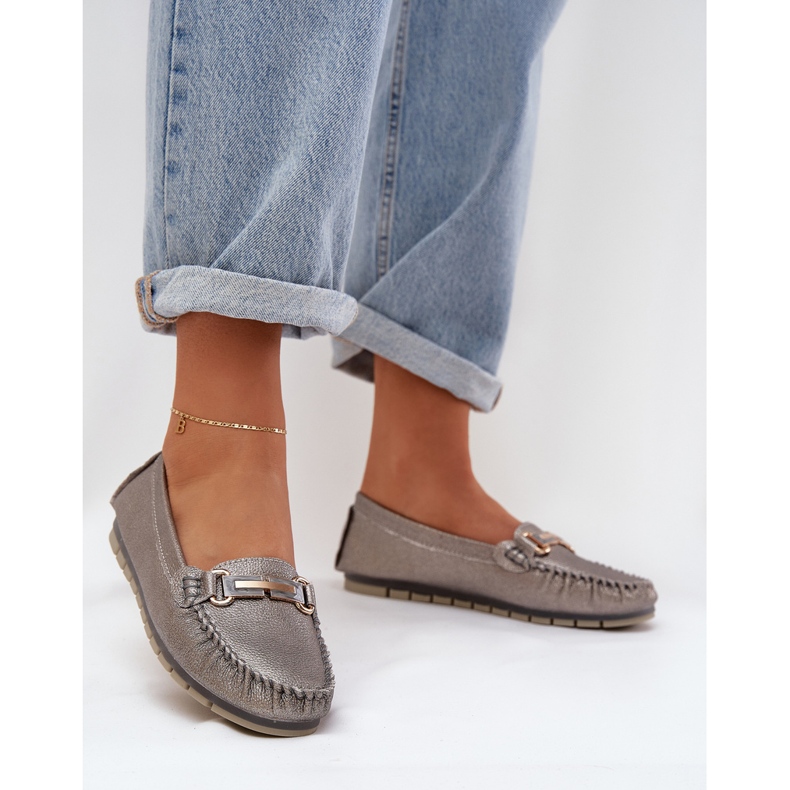 S.Barski GLITTER PLATĂ PLATĂ FAVE din piele naturală D&amp;A LR51-546 Silver argint 2