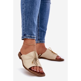 Zazoo 2659 papuci din piele pentru femei bej 1