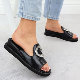 Flip -flops pentru femei pe panouri joase M. Daszyński negru 5