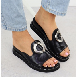 Flip -flops pentru femei pe panouri joase M. Daszyński negru 6