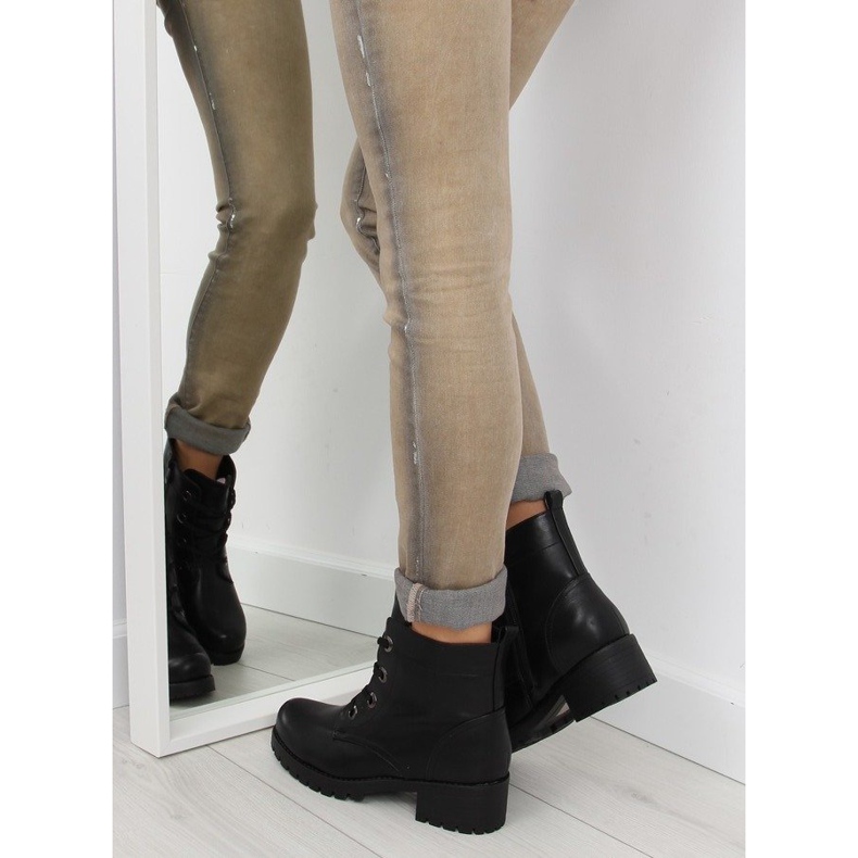 Cizme negre cu siret HQ891 negre negru 2