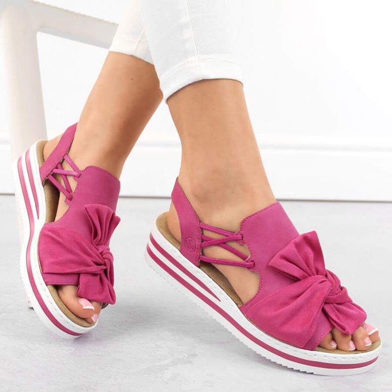 Sandale confortabile cu platformă Rieker W RKR687 fucsia roz 2