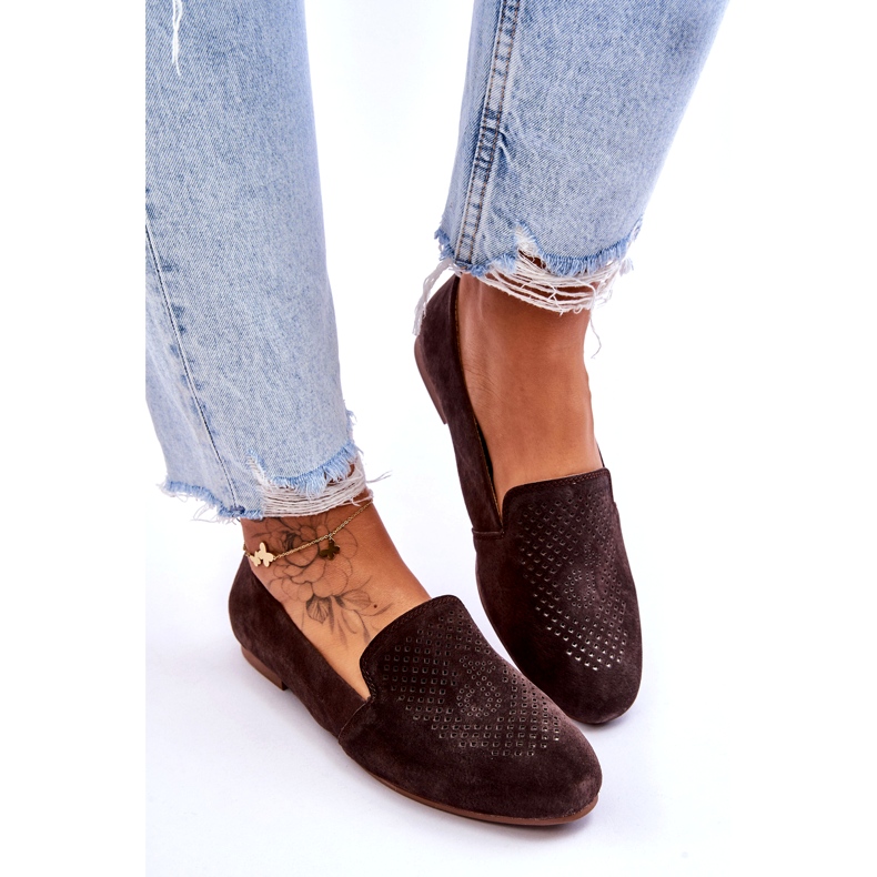 S.Barski Mocasini confortabili din piele intoarsa maro Giovana 4