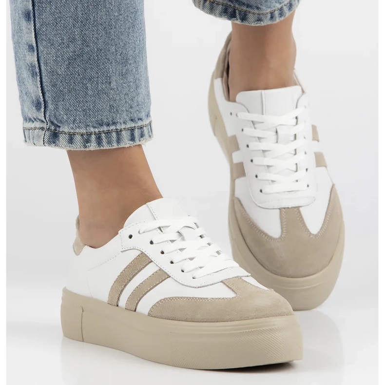 Filippo DP6841/24 adidași din piele alb 1