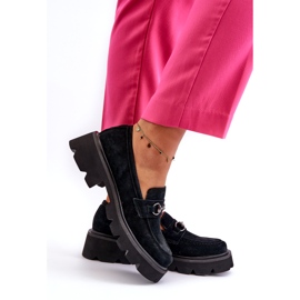 Vinceza Plăcile din piele pentru femei Negru negru din piele de căprioară neagră 3