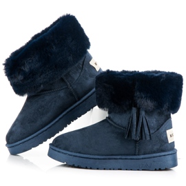 Bella Paris Mukluki cu franjuri albastru marin 1