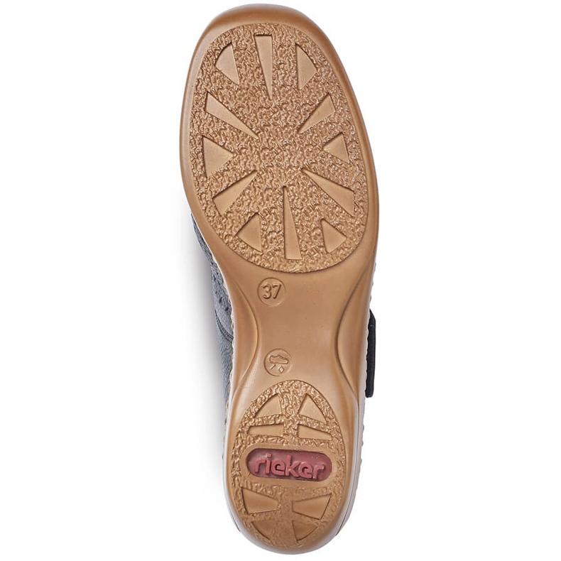 Pantofi de dama din piele cu velcro bleumarin Rieker 41399-14 albastru 1