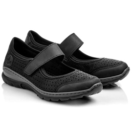 Pantofi confortabili de damă ajurat cu velcro negru Rieker L32B5-00 1
