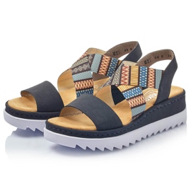 Sandale comode damă cu pană multicolore Rieker V44G8-14 2