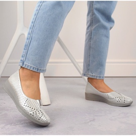 Pantofi slip-on argintii ajurati de dama Jezzi RMR1840-13 5