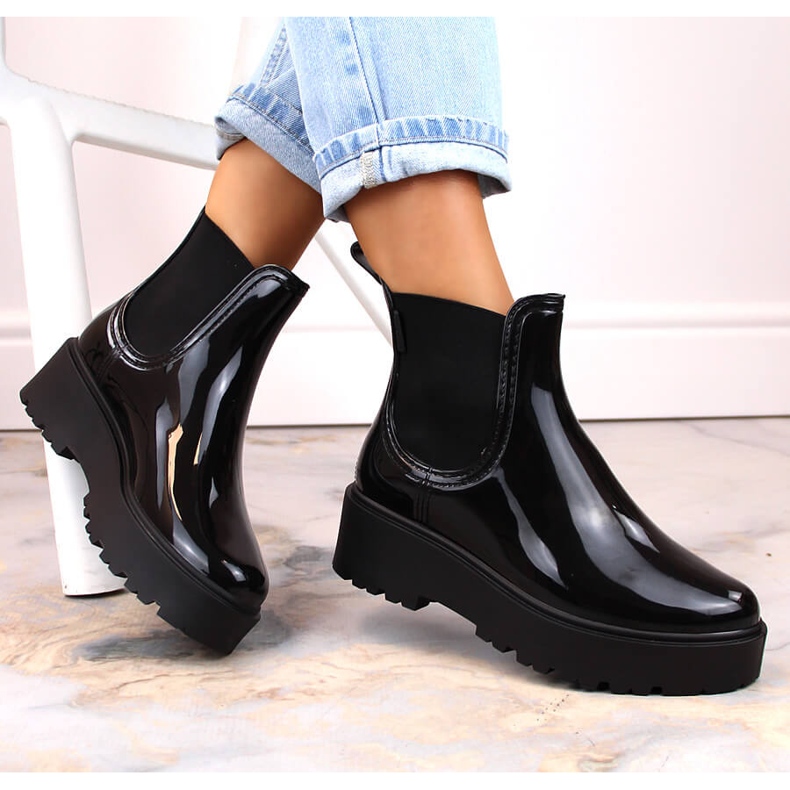 Cizme lacuite Big Star MM274395, cizme Chelsea, cizme de ploaie impermeabile negru 2