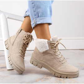 Botine de damă confortabile, izolante, bej de la Rieker 2