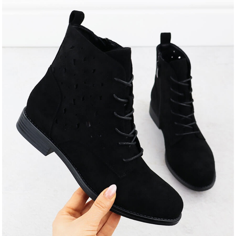 S.Barski Cizme pentru femei deschise pentru femei Black Suede S. Barski Hy51-136 negru 1