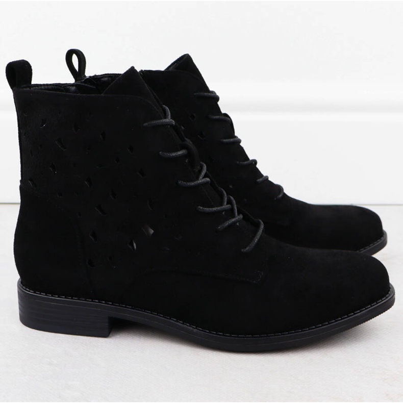 S.Barski Cizme pentru femei deschise pentru femei Black Suede S. Barski Hy51-136 negru 2