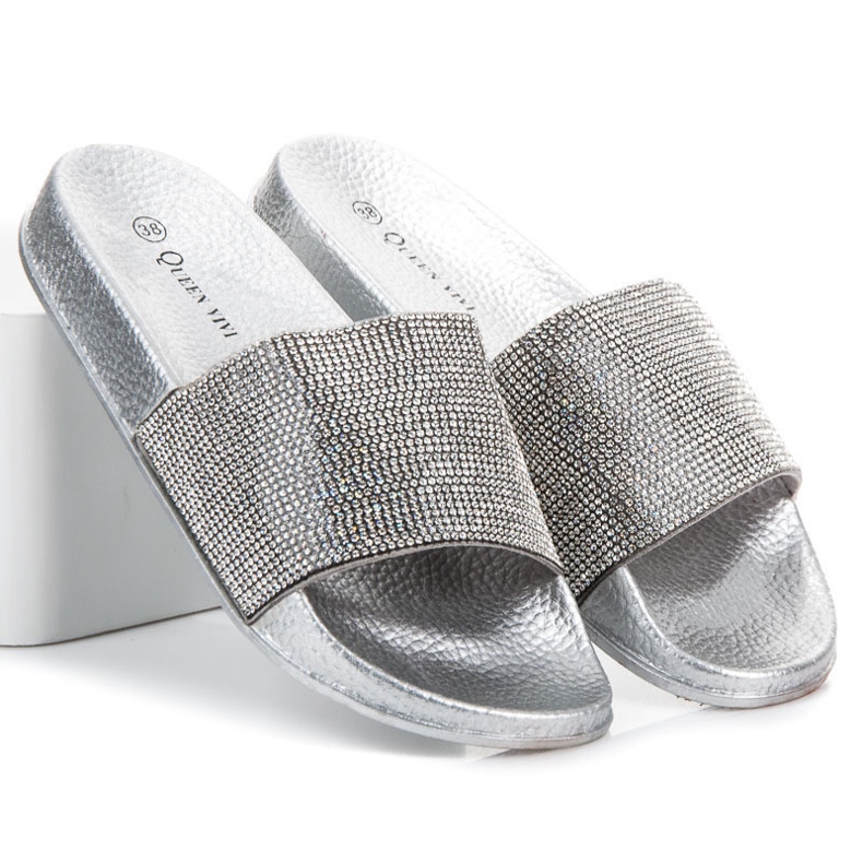 Queen Vivi Papuci Cu Cristale gri 1