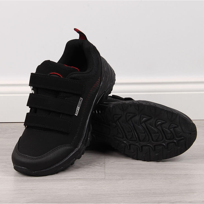 Pantofi de trekking cu Velcro impermeabili negru si rosu American Club 1