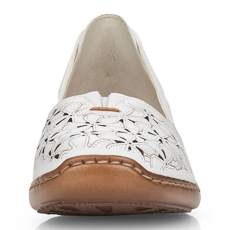 Pantofi alb din piele ajurata Rieker 41356 2