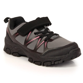 Pantofi de trekking pentru copii impermeabili cu Velcro gri American Club negru 2