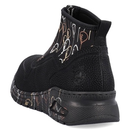 Botine pentru femei adidași sport cu fermoar negru Rieker M4953-00 1