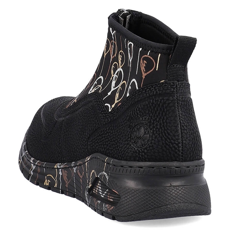 Botine pentru femei adidași sport cu fermoar negru Rieker M4953-00 1