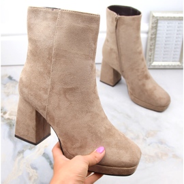 Botine de dama din piele intoarsa bej Jezzi RMR2288-2 1