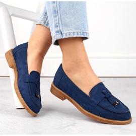 Pantofi slip-on dama din piele intoarsa, albastru Vinceza 1