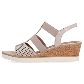 Sandale de damă confortabile cu pană, auriu roz Remonte R6265-31 de aur 1 Sandale de damă confortabile cu pană, auriu roz Remonte R6265-31 de aur 1
