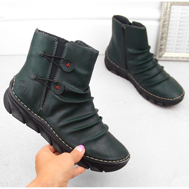 Cizme de dama izolate verzi Rieker 55052-54 verde 1