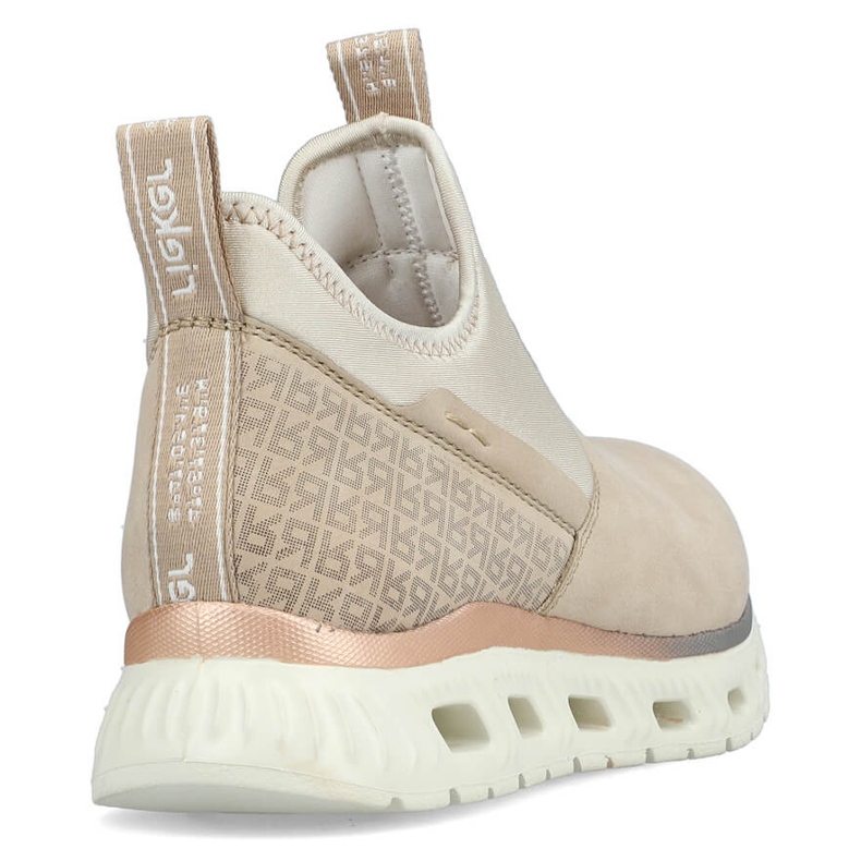 Pantofi slip-on de damă confortabili, înalți, bej Rieker M6053-62 1