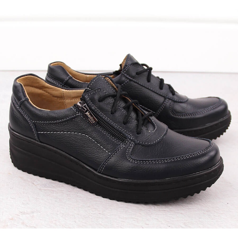 Pantofi de dama comozi din piele, bleumarin Helios 419 albastru 2