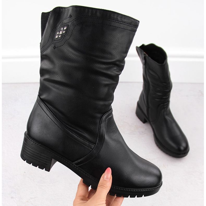 Botine izolate, negre, înalte, Filo Donna Z24-43 negru 1