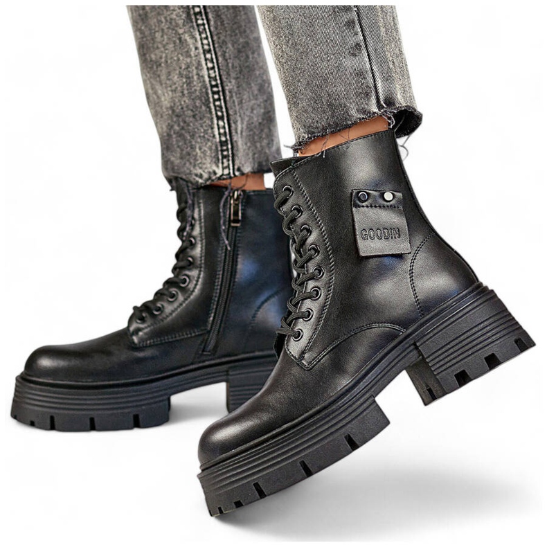 Lucrători de piele de damă pe platformă, negru GD-TL56B 1