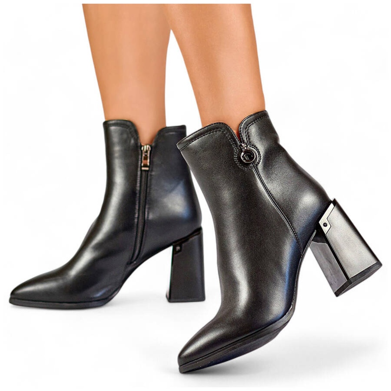 Botine izolate de damă cu vârf ascuțit, negre GD-FL2084B negru 1