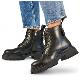 Cizme de damă de muncă izolate din piele, negre GD-TL57B negru 1