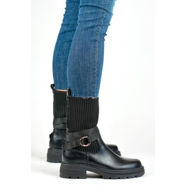 Botine de damă cu partea superioară flexibilă, negre YQ41B negru 2