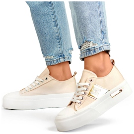 Adidași bej LY100BE cu talpă groasă 1
