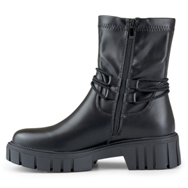 Botine de damă cu partea superioară elastică, cu șireturi, negre DE1127P-B bej 4