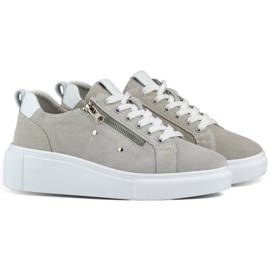 Goodin Pantofi sport de dama din piele pe platforma, gri GD-LX1001G 1 Goodin Pantofi sport de dama din piele pe platforma, gri GD-LX1001G 1