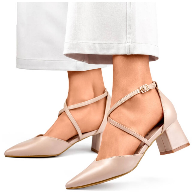 Pompe de damă cu bretele cu toc înalt, bej GD-FL1150D.BE 1