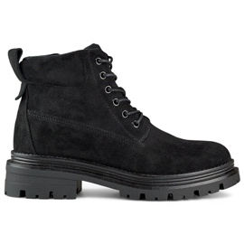 Botine izolate dama piele intoarsa, negre A5201B negru 5