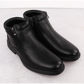Botine izolate pentru bărbați cu fermoare, negre Unisoft 7516 negru 2
